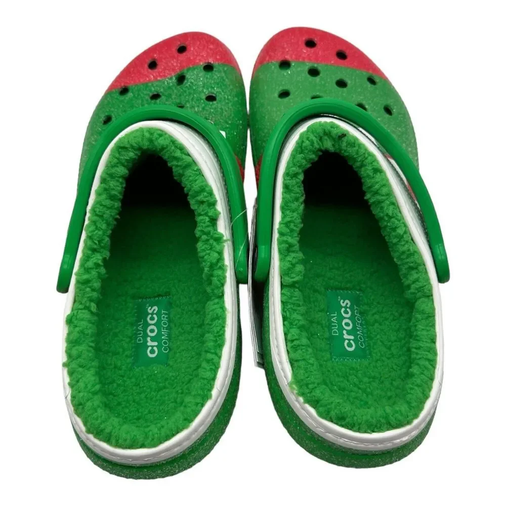 NWT Crocs Classic Lined Holiday Christmas Elf Fur Lined‎ Clogs Shoes Size M 13
